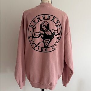 Gymshark Oversized Graphic Crewneck Sweatshirt Pink Gymshark Lifting Club XS